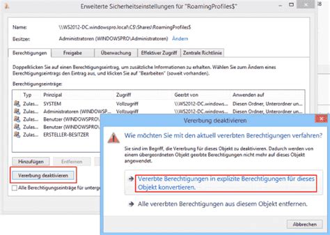 Freigabe F R Roaming Profiles Und Ordnerumleitung Einrichten Name