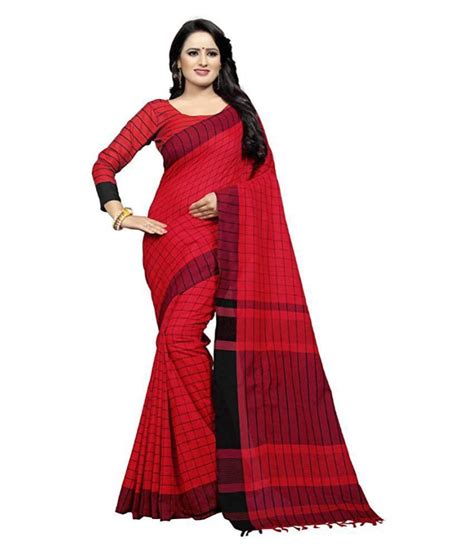 Jyotshna Sarees Red Black Bengal Handloom Saree Buy Jyotshna Sarees