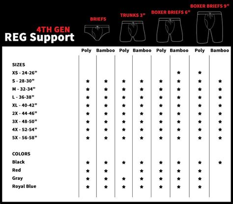 Mens Size Chart Underwear Size