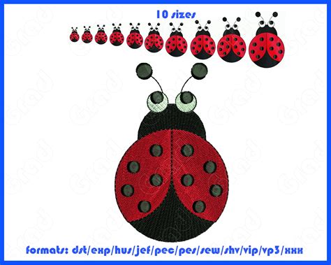 Ladybug Embroidery Machines Design Instant Download Digital Etsy