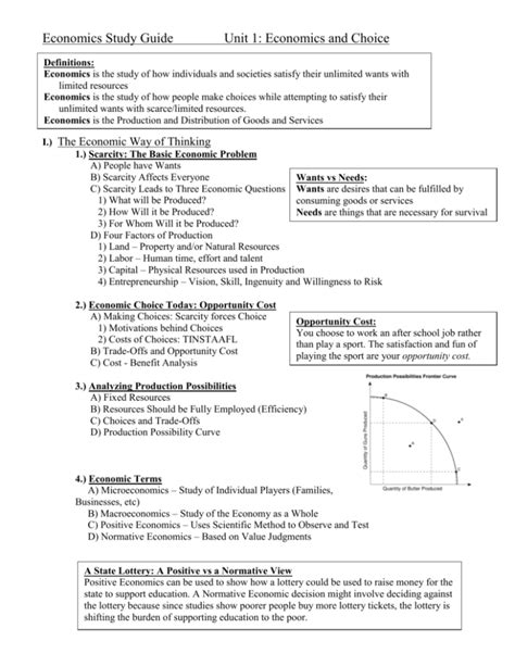 Econ Unit 1 Study Guide