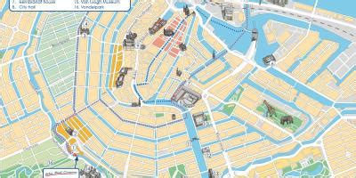 Amsterdam canal boat route map - Map of Amsterdam canal boat route (Netherlands)