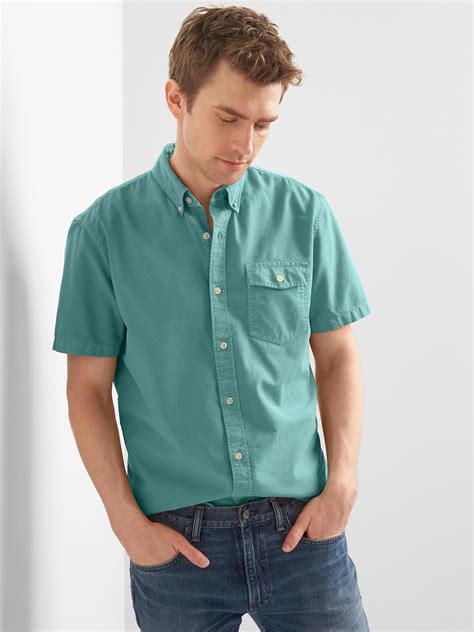 Oxford Garment Dye Short Sleeve Standard Fit Shirt Gap