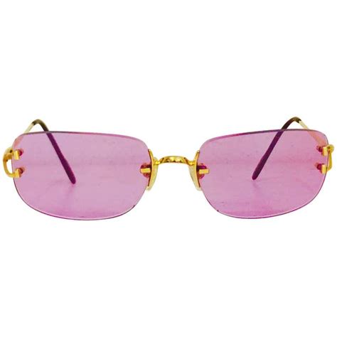 Cartier Rimless Sunglasses With Rose Pink Tinted Lenses At 1stdibs Pink Cartier Glasses