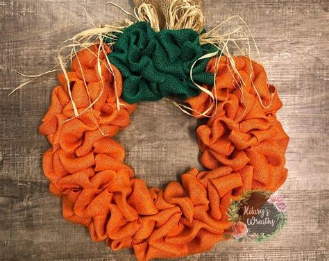 Super Cute Burlap Pumpkin Wreath Fall Wreath Autumn Wreath Etsy Easy Burlap Wreath Patriotic