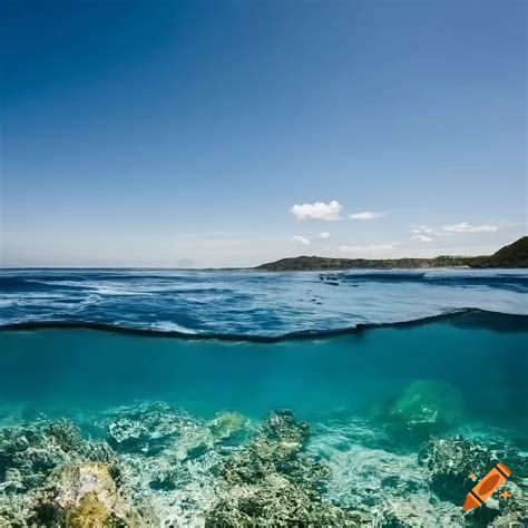 Hyper Realistic Photograph Of Surface And Seabed With Clear Water On Craiyon