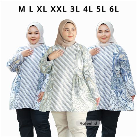 Jual Kafeel Atasan Batik Wanita Bigsize Blouse Wanita Jumbo Size M