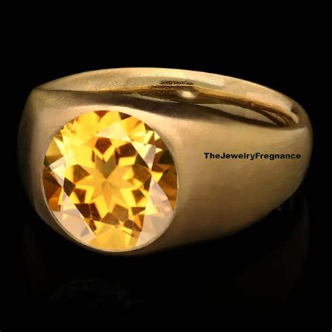 Yellow Topaz Ring Mens Ring November Birthstone Ring Yellow Gemstone Golden Topaz Ring 925