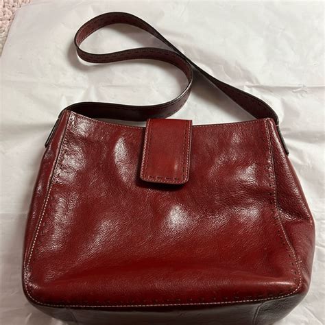 Fossil Bags Fossil Red Leather Shoulder Bag Leather Poshmark