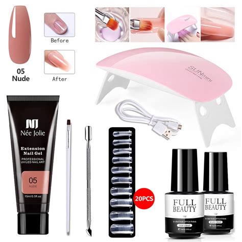 Kit Unha De Gel Completo Profissional 8 Pcs Poli Conjunto Unhas Gel UV