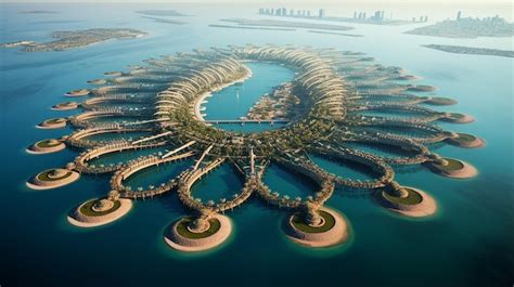 Premium Ai Image Aerial View Of Artificial Palm Island In Dubai