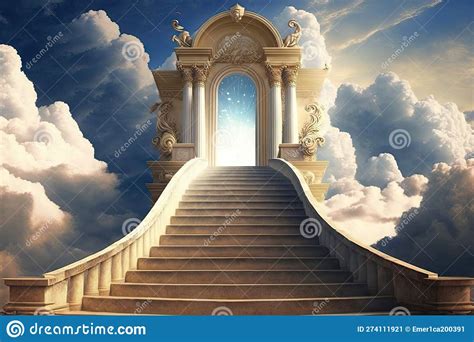 Stairway To Heaven In Glory Gates Of Paradise Meeting Ai Generative Stock Illustration