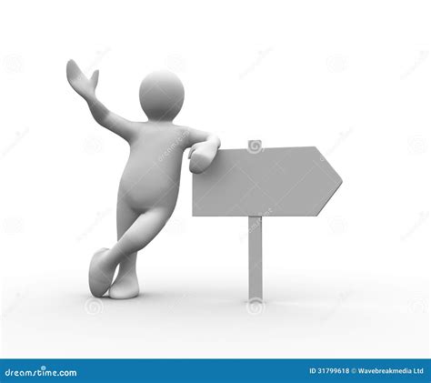 Human Figure Leaning Over Blank Signpost Royalty Free Stock Photos - Image: 31799618