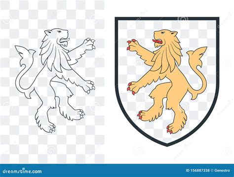 Rampant Lion Heraldic Design Cartoon Vector Cartoondealer