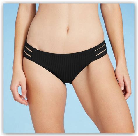 Strappy Side Low Coverage Cheeky Bikini Bottom Only Black Large Shade