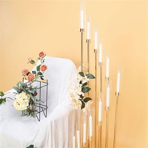 57 12 Arms Gold Cluster Candle Holder With 12 Glass Shades Large Candle Arrangement