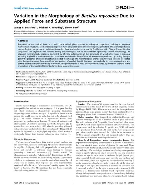 (PDF) Variation in the Morphology of Bacillus mycoides Due to Applied ...