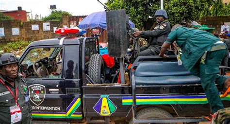 PHOTOS Security Beefed Up At INEC Office Ahead Of Anambra Election