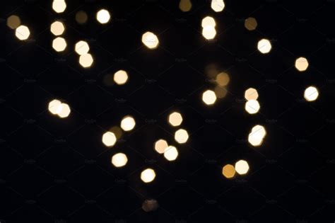 Gold Bokeh Lights Falling On Black By Colnihko On Creativemarket In