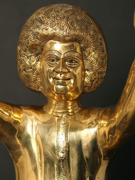 Standing Sathya Sai Baba Brass Statue Exotic India Art