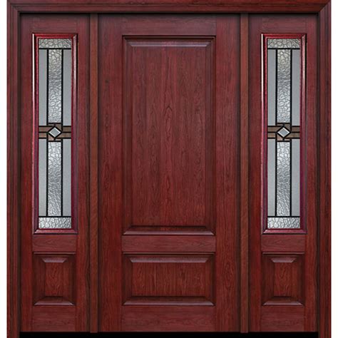 ESWDA 54x80 Exterior Cherry Two Panel Single Entry Door Sidelights