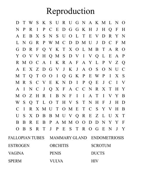 Reproduction Word Search WordMint