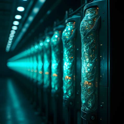 Electric Charges Arc Between Cyberpunk Machine Ter... - AI Art