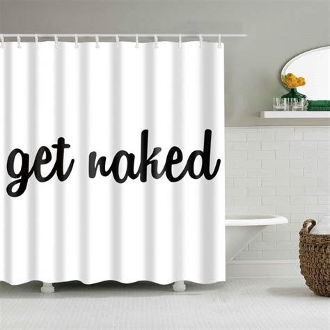 Shower Curtain Black And White Funny Quotes Fabric Mildew Resistant