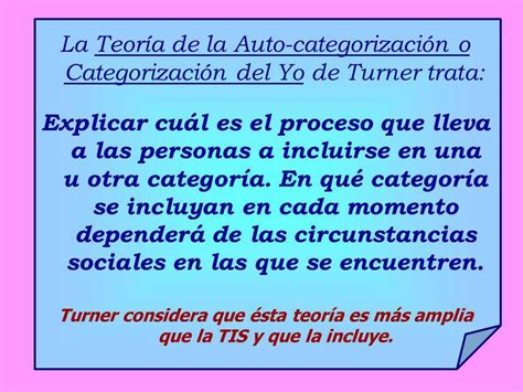 Teoria De La Categorización Del YO O Autocategorización Turner