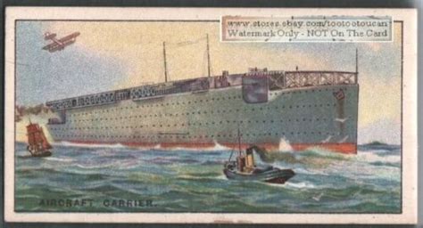 1918 HMS Argus Aircraft Carrier Navy Ship History 90+ Y/O Ad Trade Card ...