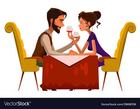 Young Passionate Couple Drinking Wine In Cafe Vector Image