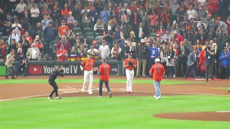 Craig Biggio Jeff Bagwell Throwing Out The First Pitch Game 7 World