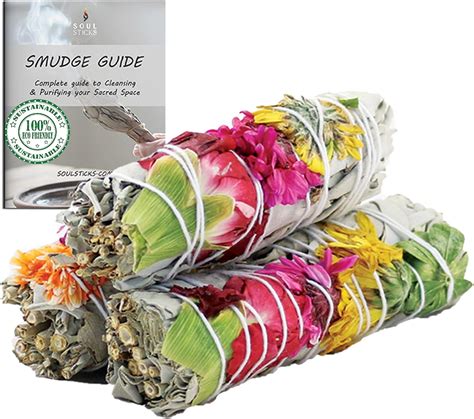 Amazon Joy Organic White Sage Smudge Sticks With Flowers For