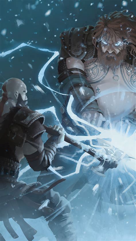 Kratos vs Thor God of War 4K #3581j Wallpaper PC Desktop