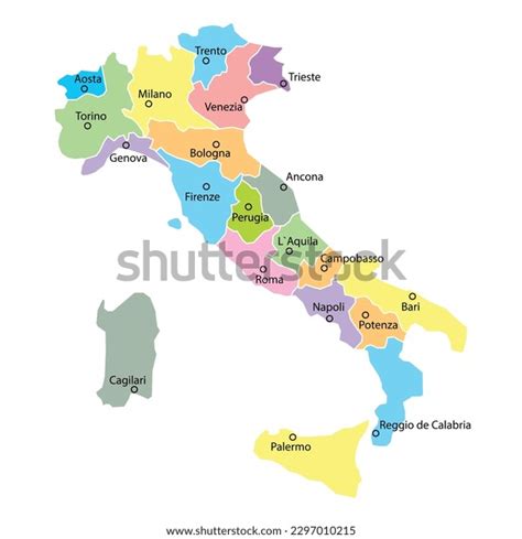 Italy Map Background Regions Region Names Stock Vector (Royalty Free ...