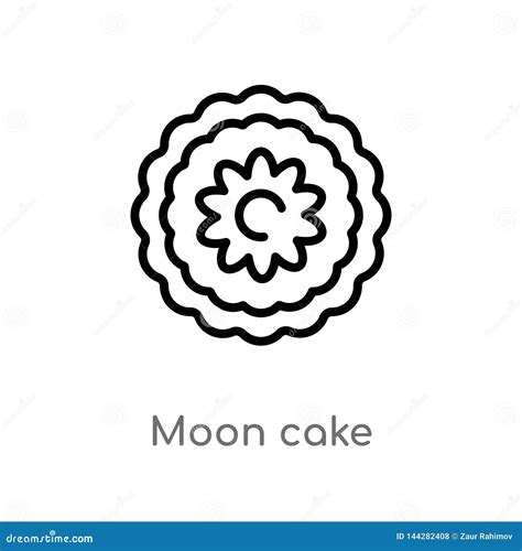 Outline Moon Cake Vector Icon. Isolated Black Simple Line Element ...