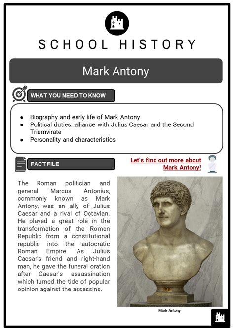 Mark Antony Facts Worksheets Biography And Political Duties