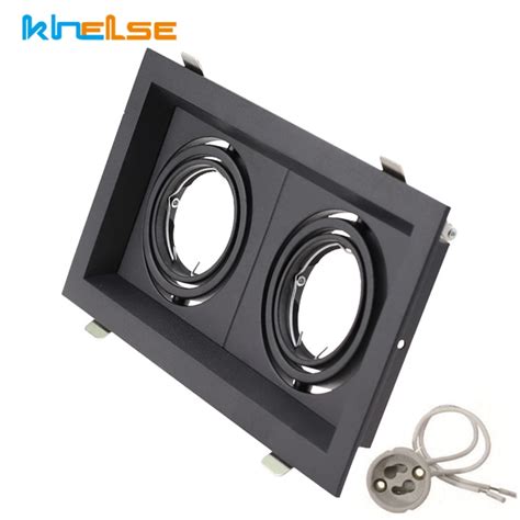 Square Double Ring Led Ceiling Downlights Recessed Adjustable GU10 MR16