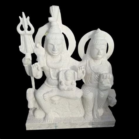 Plain Hindu White Marble Shiv Parivar Statue For Worship Size Inch