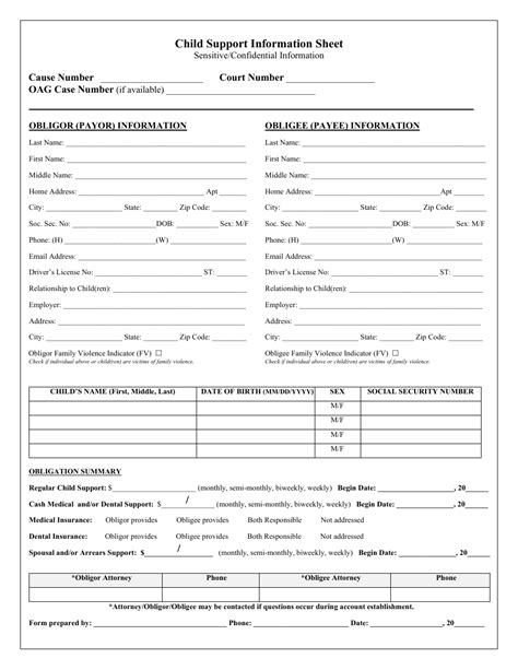 Harris County Texas Child Support Information Sheet Fill Out Sign