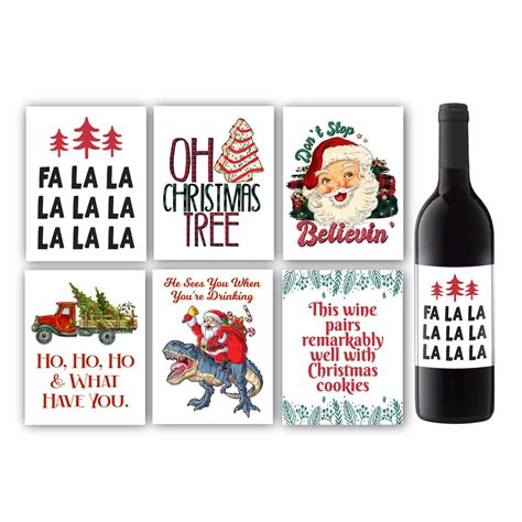 Funny Christmas Wine Label Set Peachwik