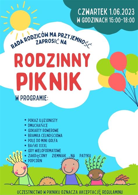 Piknik Rodzinny Zaproszenie Od Rady Rodzic W Szko A Podstawowa Nr