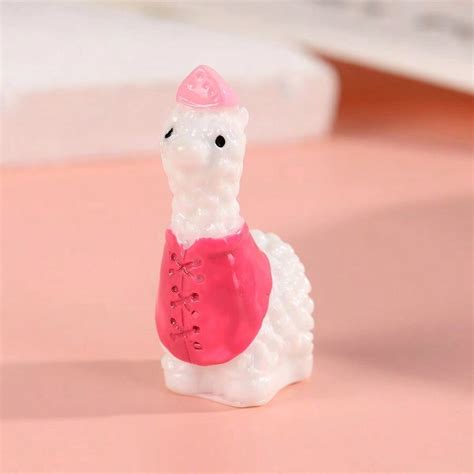 Resin Miniature Sheep Figurine Simulation Craft Colorful Alpaca Micro