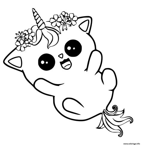 Coloriage Chat Licorne Adorable Avec Des Fleurs Dessin Chat Licorne à ...