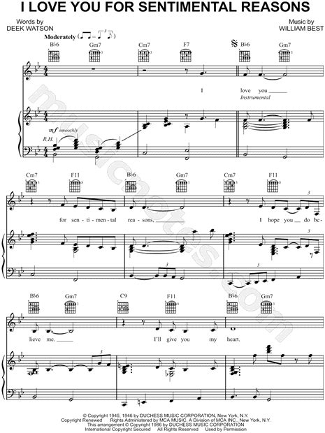 Linda Ronstadt I Love You For Sentimental Reasons Sheet Music In Bb