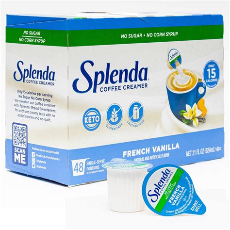 Splenda Single Serve Coffee Creamer Cups Sugar Free French Vanilla 48