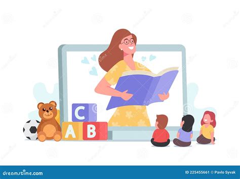 Babysitting Friendly Digital Nanny Character Reading Fairy Tales To