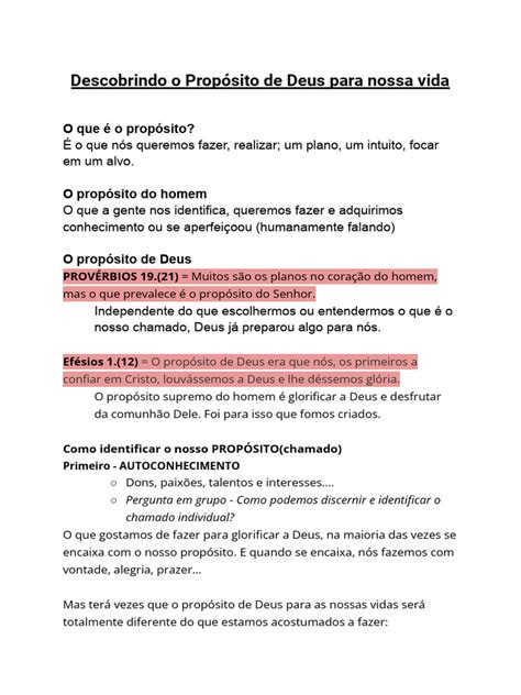 O Propósito De Deus Na Vida De José Versículo - Descobrindo o Propósito de Deus para Nossa Vida | PDF