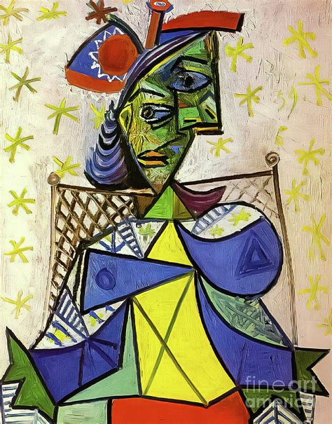 Seated Woman With Blue And Red Hat By Pablo Picasso 1939 Painting By Pablo Picasso Fine Art