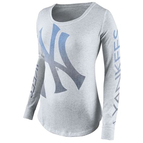 New York Yankees Nike Women S Fade Long Sleeve Top Gray Nike Mujer